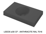 Plan vasque lavabo circulaire ⦰ 30 cm sur mesure Largeur 50 à 201 x P 40 à 51 cm Finition lisse 10 couleurs au choix, Anti bactérien Résine Akrytan® dans la masse Livraison Offerte.